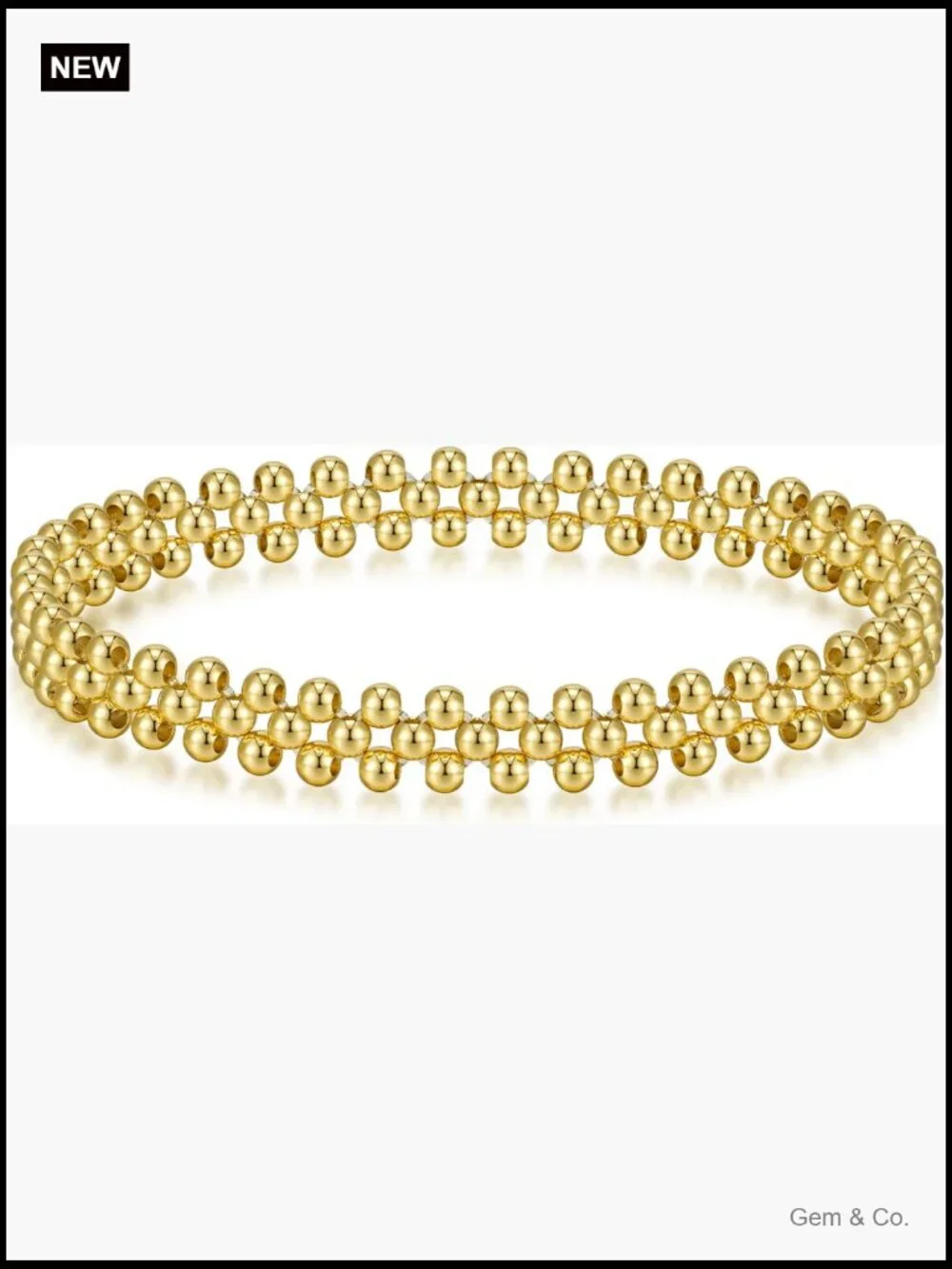 3-Layer Woven Gold Beaded Bracelet, Stretch Stackable Yoga Jewelry